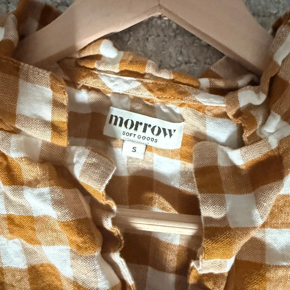 Morrow Soft Goods 100% Linen Esme Plaid Shirt and Shorts Set size Small - Picture 5 of 9